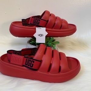 UGG Sport Yeah Comfort Slides Slippers Shoes Red Black